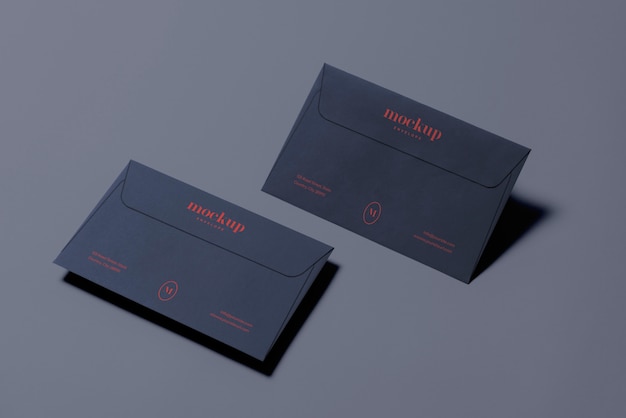 Top view on dark envelope mockup