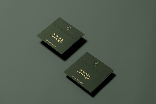 Top view on dark envelope mockup