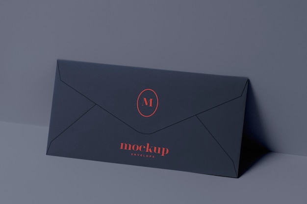 PSD top view on dark envelope mockup