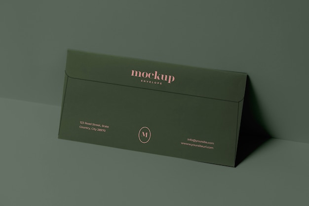 PSD top view on dark envelope mockup