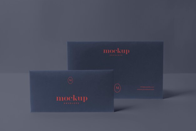 PSD top view on dark envelope mockup