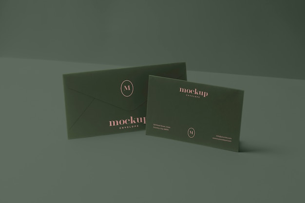 Top view on dark envelope mockup