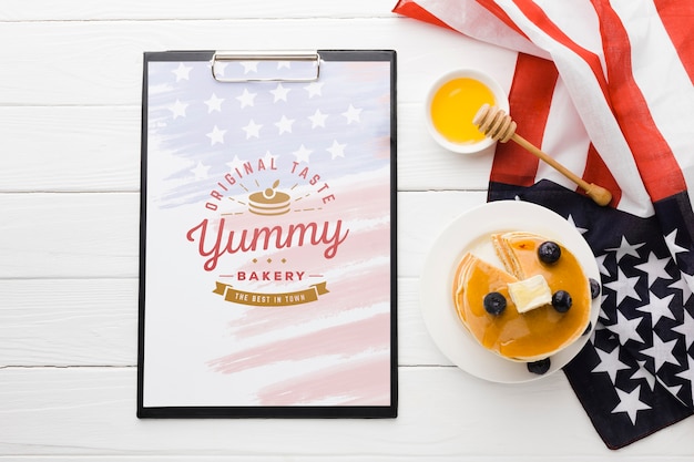 Top view of delicious american food mock-up