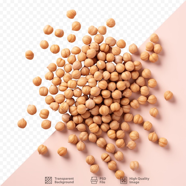 PSD top view of delicious chickpeas on transparent background 100 natural