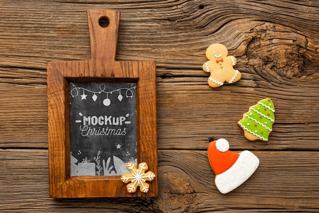 PSD top view of delicious christmas food mock-up