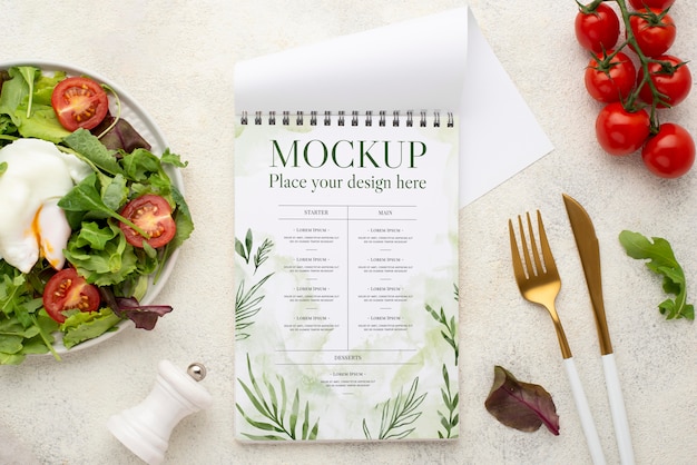 Top view delicious healthy food mock-up