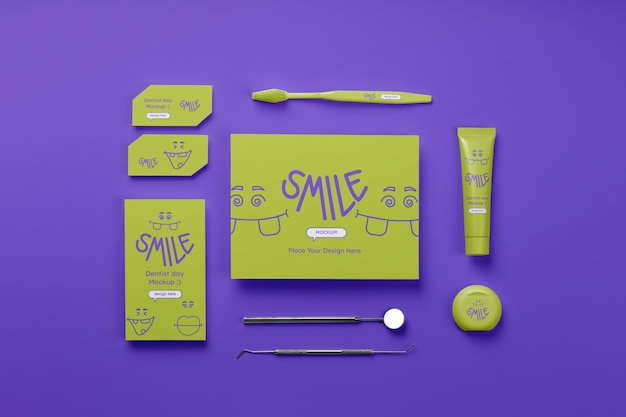 PSD top view on dentist mockup