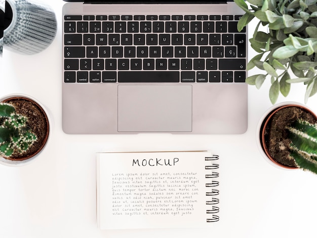 Top view of desk concept mock-up