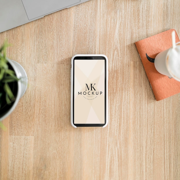 Top view of desk concept mock-up