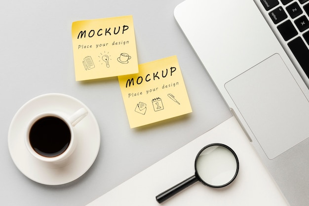 Top view of desk concept mock-up