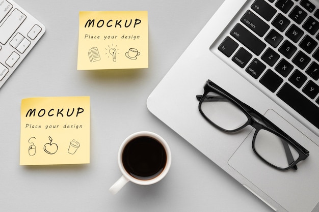 top view of desk concept mock-up