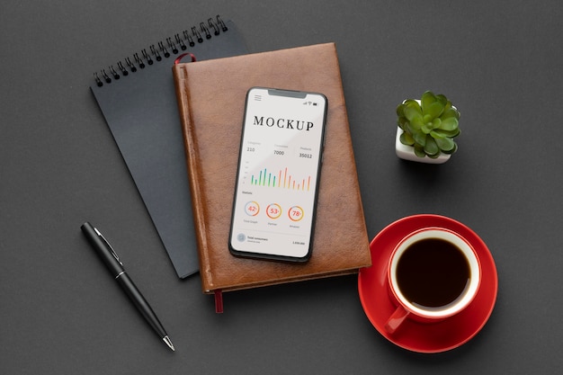 Top view of desk concept mock-up