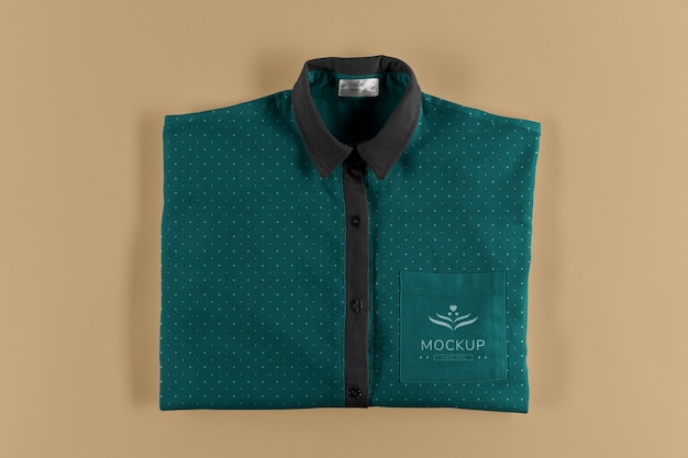 PSD top view on dress shirt mockup design