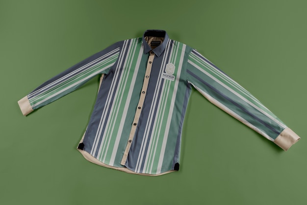 PSD top view on dress shirt mockup design