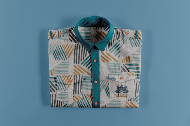 PSD top view on dress shirt mockup design