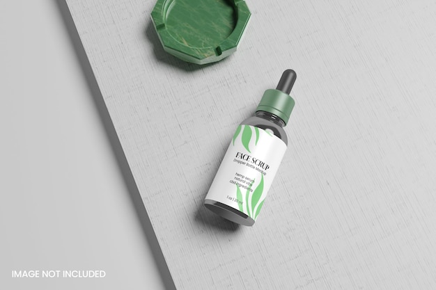 PSD top view dropper bottle mockup