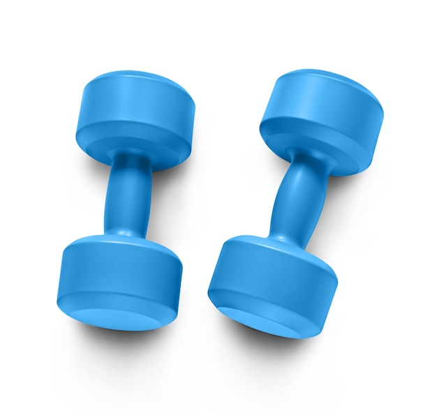 Top view over dumbbells isolated