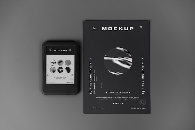 PSD top view on e book mockup