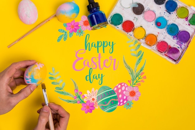 Top view easter compositie met copyspace