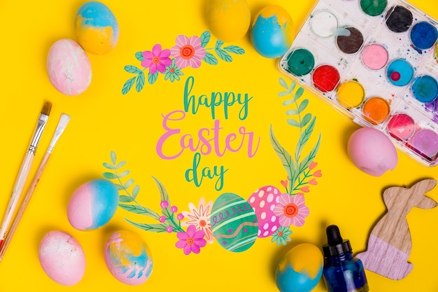 Top view easter compositie met copyspace