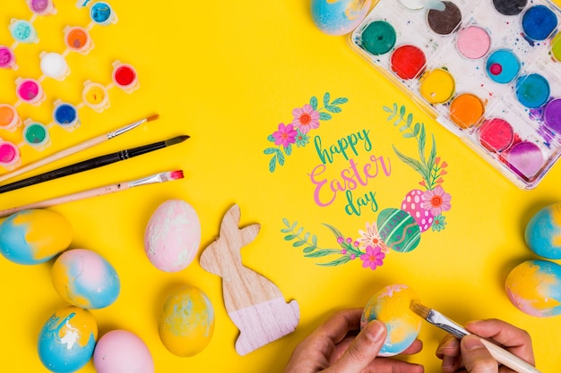 Top view easter compositie met copyspace