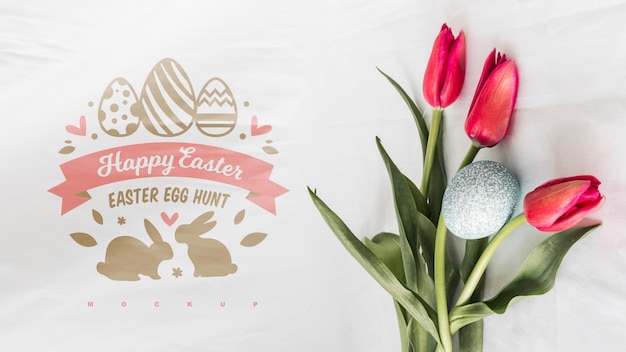 PSD top view easter mockup composition