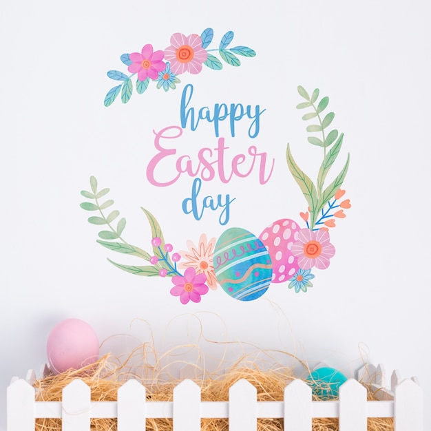 PSD top view easter mockup composition