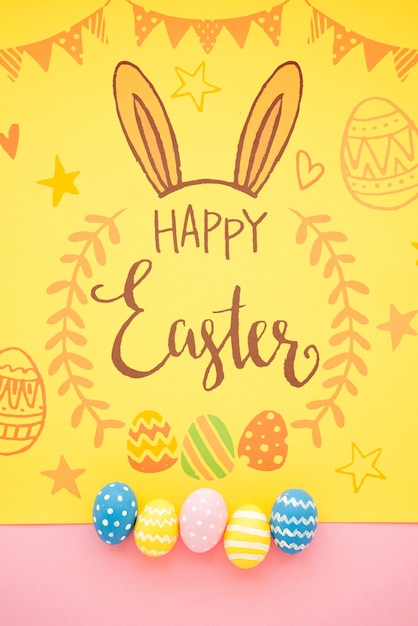 top view easter mockup