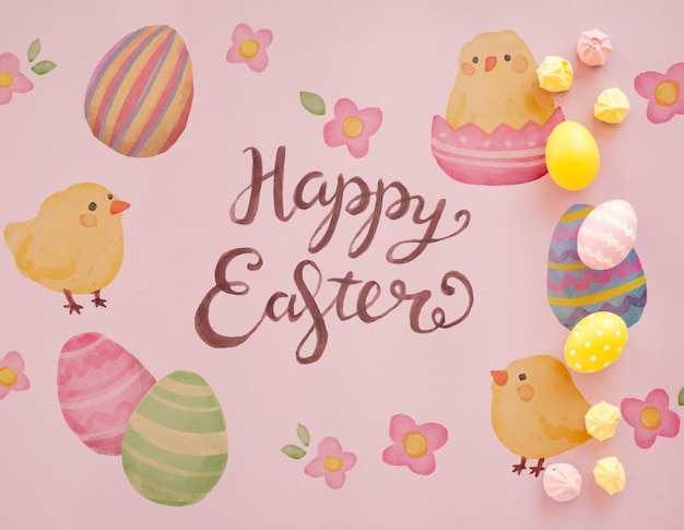 top view easter mockup