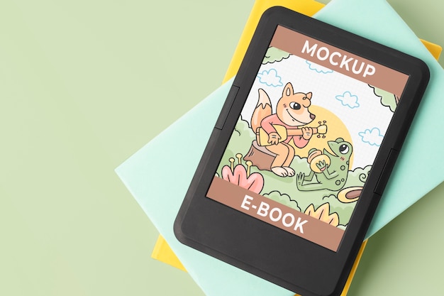 PSD mockup di ebook vista dall'alto