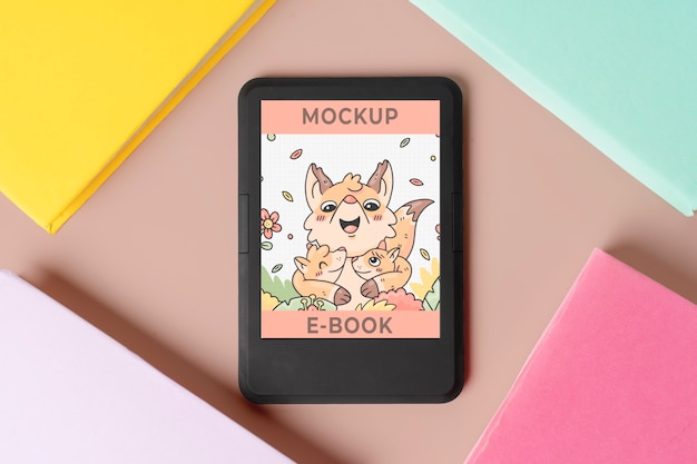 PSD mockup di ebook vista dall'alto