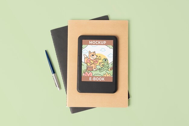 PSD mockup di ebook vista dall'alto