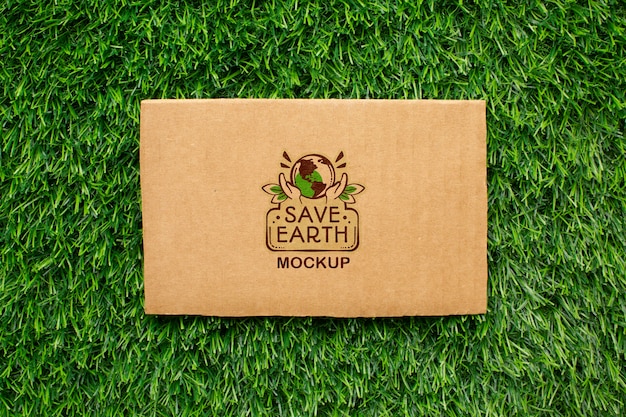 top view eco cardboard mock-up