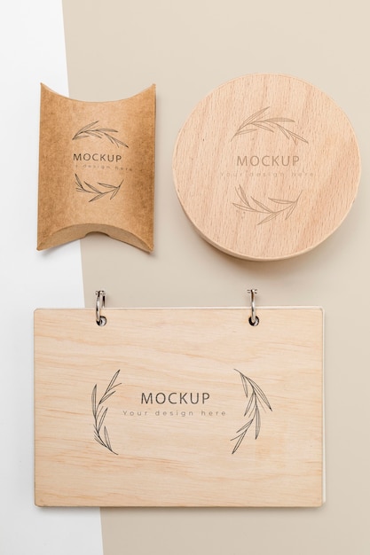 Top view of eco-friendly packaging mock-up