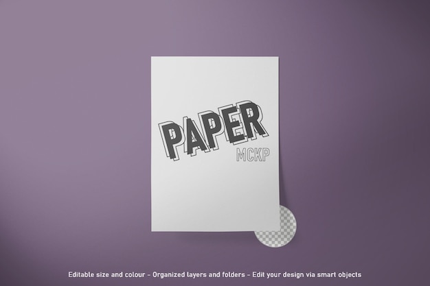 PSD Редактируемая сцена макета бумаги, вид сверху