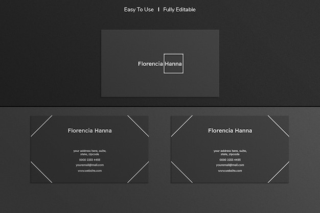 テクスチャ背景を持つエレガントでモダンな名刺モックアップの上面図
