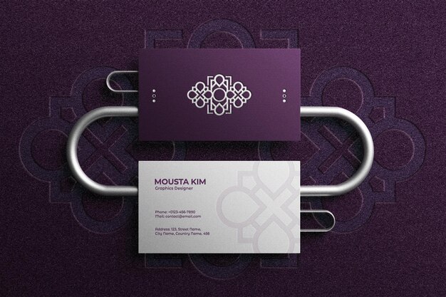 Top view elegant business card mockup