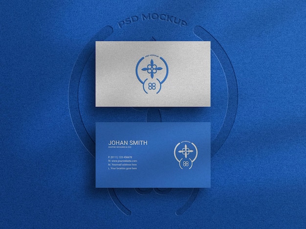 PSD top view elegant business card mockup