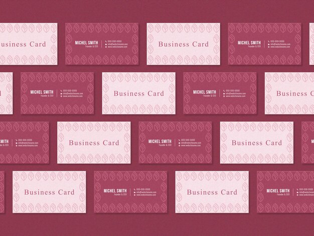 PSD top view elegant colorful business card mockup