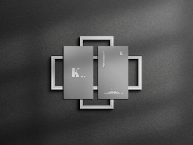 Top view elegant gray business card mockup