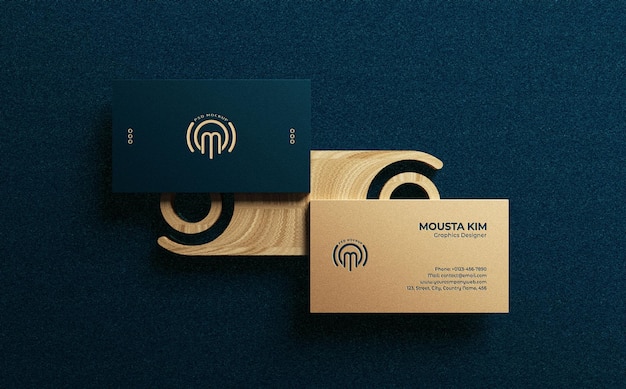 Top view elegant and modern business card mockup design