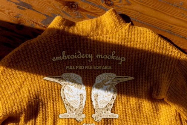 Top view embroidery on woolen garments