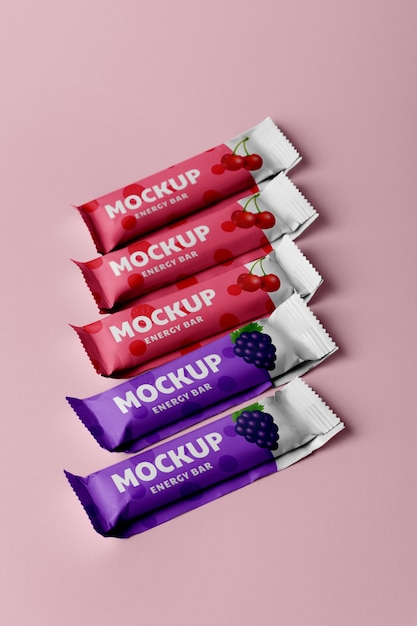 PSD top view energy bars arrangement mockup