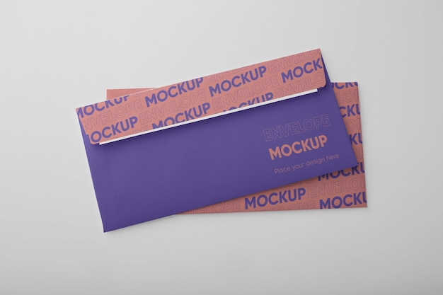 PSD top view over envelope mockup design