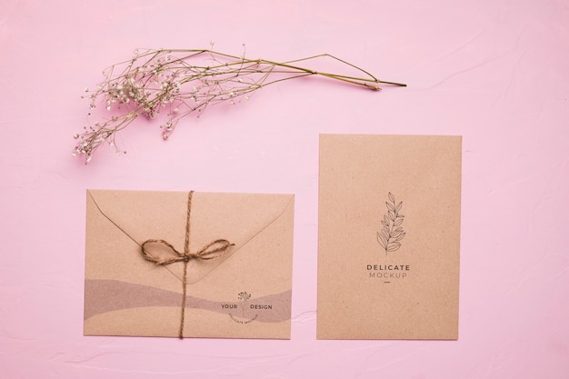 PSD top view envelope with flower