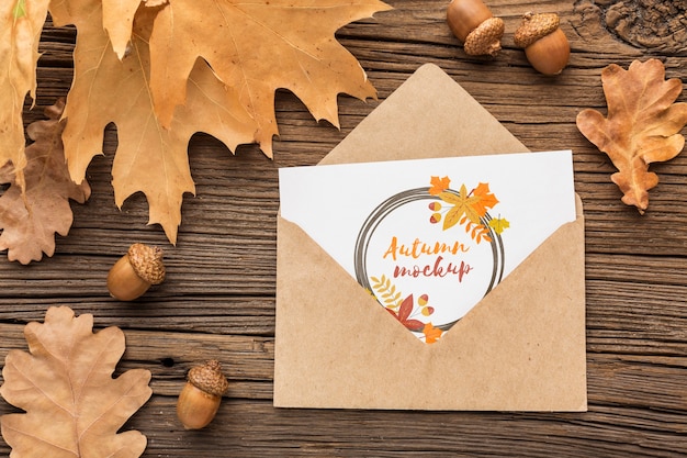 top view envelope with greeting