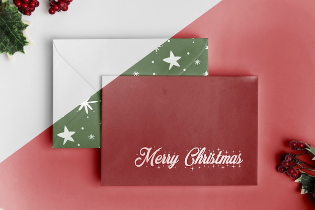 PSD top view envelopes and mistletoe