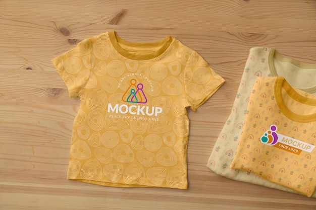 top view over family tshirt mockup