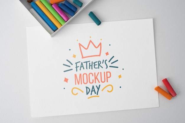 PSD top view over father's day card mockup