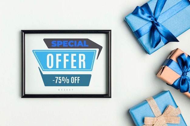 PSD top view father's day discount with mock-up